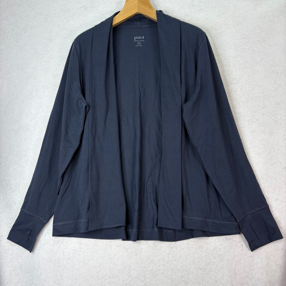 Pact‎ Navy Luxe Stretch Jersey Swing Cardigan XXL Athleisure Lounge Minimalist